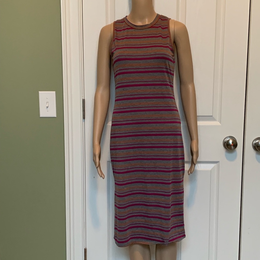 Gray striped sleeveless dress